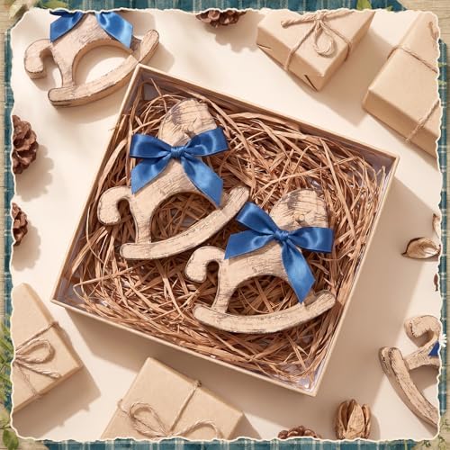Mifoci 6 Pack Wooden Rocking Horse Baby Shower Decor, Tartan Plaids - Image 3