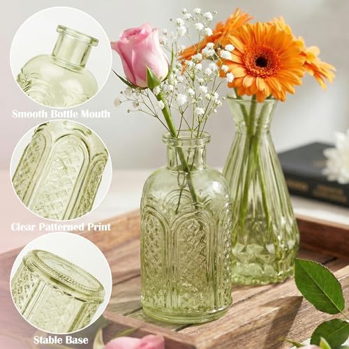Glass Bud Vases in Bulk Small Mini Green Vase for Flowers 23pc - Image 4