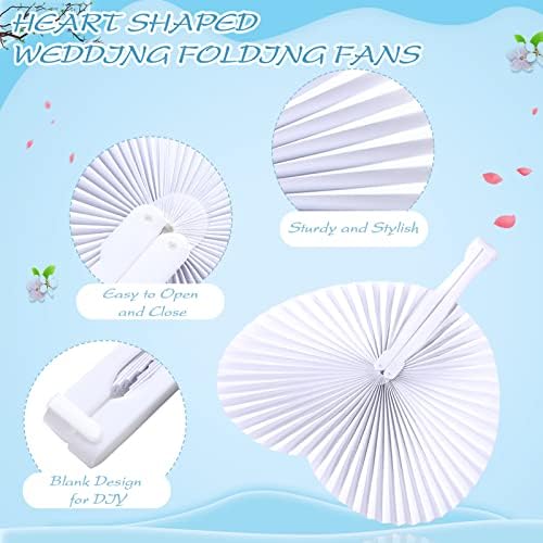 Unittype 150 Packs Heart Shaped Paper Fans for Wedding Guests,White - Image 5