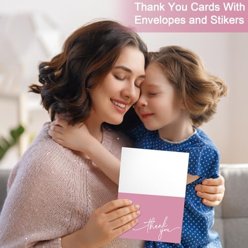 Gueevin 200 Pcs Thank You Cards with Envelopes Stickers, 3.5x5", Pink - Image 5