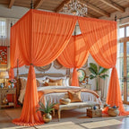 30ft×10ft Wrinkle Free Orange Backdrop Curtain Drapes, 6 Panels 5ftx10ft Sheer Tulle Chiffon Backdrop Panels Curtains for Wedding Baby Shower Birthday Party Stage Photo Home Decorations - Image 7