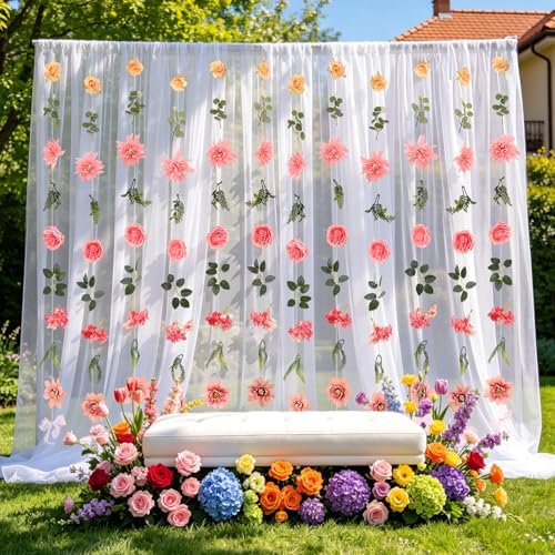 Livole 12Pcs 72Ft Wildflower Garland with Bow Hanging Flower Wall Backdrop - Image 2