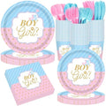 Pickmesh 400 Pcs Gender Reveal Party Supplies Paper Plates Napkins Serve 50 by Pickmesh