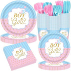 Pickmesh 400 Pcs Gender Reveal Party Supplies Paper Plates Napkins Serve 50 by Pickmesh