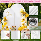 Wedding Arch Backdrop Cover 7.2FT, 6FT Spandex Fitted White Arch Covers 2 Set Round Top Chiara Arches Backdrop Cover for Wedding Birthday Party Ceremony Banquet Decoration - Image 5
