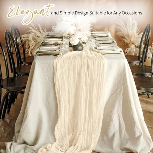 28 Pack Ivory Cheesecloth Table Runner 17x108 Inch Semi Sheer Boho Gauze Cheese Cloth Fabric Table Runners, for Wedding Party Baby Shower Birthday Home Decor Garden Farmhouse - Image 6