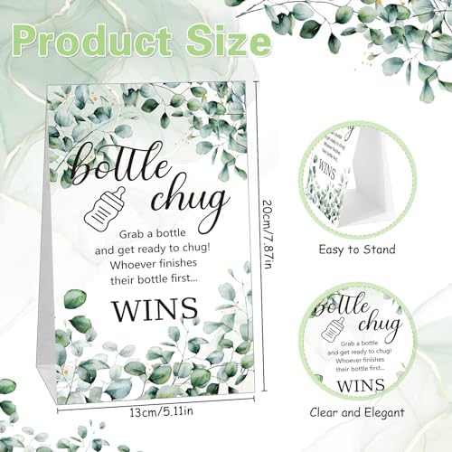 TrelaCo 20 Pcs Bottle Chug Game, Greenery Baby Shower Favors, Green - Image 3