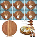 6 Set Bridal Baby Shower Cheese Prizes Wooden Serving Round Board by Unknown