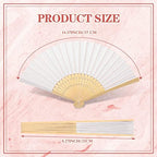 Yinkin 100 Pack Folding Hand Fans Bamboo for Party Favors, White - Image 3