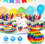 FillTouch 350 Pcs Rainbow Gay Pride Month Lgbtq Party Supplies Set Rainbow Disposable Paper Plates Love Napkins Cups Knives Forks Spoons for 50 Guests Gay Pride Party Parade Club Festival Events - Image 5