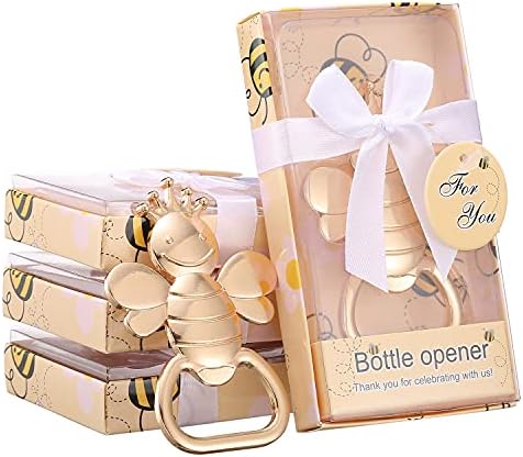 Pack of 48 Beer Bottle Openers for Baby Shower Favors/Souvenirs,Bee Theme Party Favors for Baby Shower Birthday Decorations,Bumble Bee Party Favors Bee Party Supplies (48, Gold Bee) by Layseri