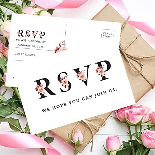 Andaz Press 56-Pack Personalized RSVP Postcards for Wedding Fall Flowers Cardstock Response Reply Cards for Bridal Shower Baby Shower Birthday Event Custom Date and Return Address 4 x 6-Inch - Image 3
