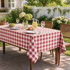 Gingham Tablecloth Rectangle Table, Cotton Linen Fabric Picnic Checkered Table Cloth Farmhouse Washable Wrinkle Free Buffalo Plaid Table Cover for Outdoor Birthday Party, Red, 60x120 - Image 2