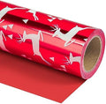 WRAPAHOLIC 30 Inch Jumbo Reversible Red Christmas Wrapping Paper - 30 Inch x 100 Feet Jumbo Roll Reindeer Wrapping Paper and Solid Red Design with Metallic Foil Shine for Christmas, Holiday, Party by WRAPAHOLIC