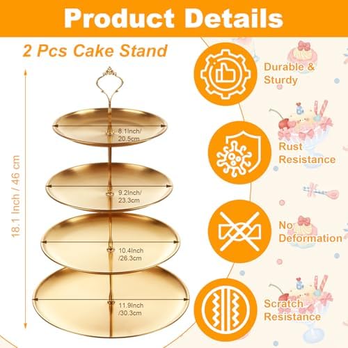 QTLCOHD 2 Pcs 4 Tier Stainless Steel Cupcake Stand - Image 2