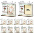 CJiangpo Spanish Baptism Picture Frame - 12 Set Catholic Mi Bautizo Gifts for Baby, Baby Shower Favor Cross Wood Photo Frame with Bows and Clear Plastic Boxes Religious First Communion keepsake by CJiangpo
