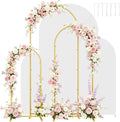 Set of 3 Metal Arch Backdrop Stands with White Covers, 6/6.6/7.2FT by Laxwuqu