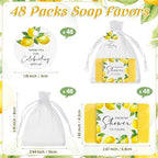 Queekay 48 Sets Bridal Shower Favors Scented Soap with Tags Bags, Lemon - Image 2