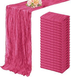 Hot Pink 20 Pack Cheesecloth Table Runner 10FT Boho Fabric Rustic Cheese Cloth Table Runner for Wedding 20 x 120 Inch Long Bridal Shower Baby Shower Gauze Sheer Birthday Party Table Decorations by FoliafeelHome