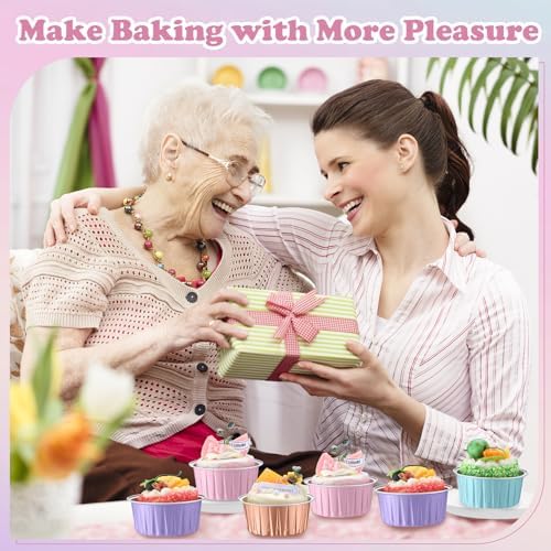 200 Pack Aluminum Cupcake Liners with Lids,Pastel,Plain - Image 6