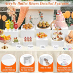 11 Pcs White Acrylic Buffet Risers and Stand with Mini Table Sign and Maker - Image 6