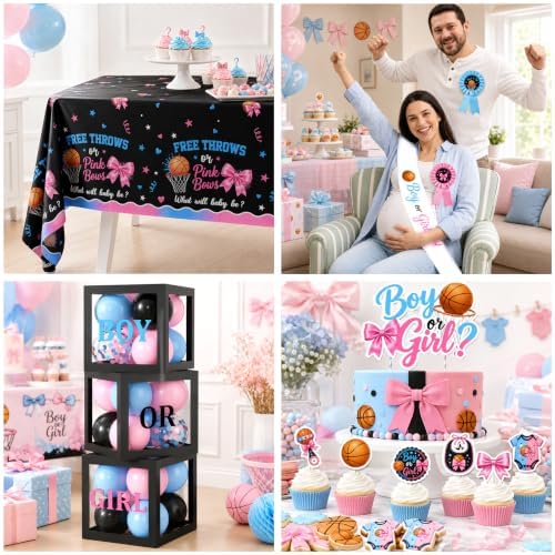 284Pcs Free Throws or Pink Bows Gender Reveal Decorations, Serve 20 Guests - Image 6