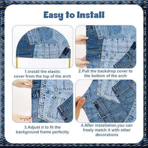 2 Pcs 7.2Ft/ 6 ft Blue Jean Baby Shower Decorations Blue Jean Baby is on The Way Arch Backdrop Cover for Denim Baby Shower Party Gender Reveal Birthday Party Photo - Image 4
