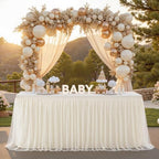 6 Pack 8ft Ivory Tulle Tablecloths for Rectangle Tables 8 Foot Ivory Rectangular Table Cloth Wrinkle Free Table Cover with Tutu Skirt for Wedding Baby Shower Birthday Party Banquet Buffet Cake - Image 2