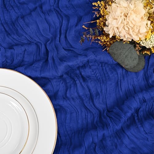 24 Pack Royal Blue Table Runners 10Ft Cheesecloth Table Runner Rustic Gauze Table Runner Romantic Long Sheer Fabric Cheese Cloth Table Runner for Wedding Party Bridal Baby Shower - Image 4