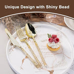 150PCS Gold Plastic Silverware, Heavy Duty Disposable Utensils Set - Image 2