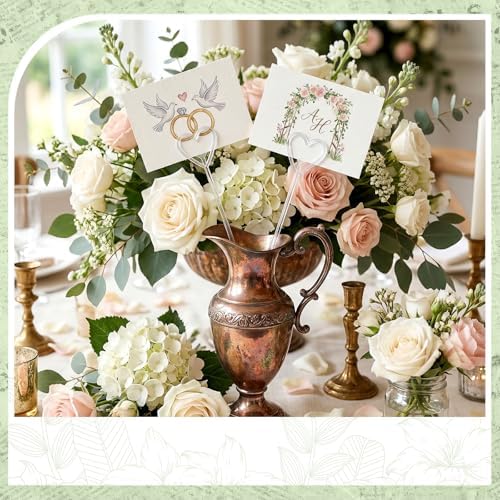 500 Pcs Floral Card Holder Picks, 9 Inch Clear Heart Sticks for Weddings - Image 2