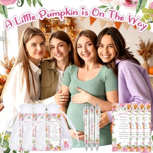 145 Pcs Little Pumpkin Baby Shower Favors Fall Baby Shower Pens Keychains - Image 5