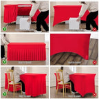 Spandex Tablecloth 8FT Rectangle Table Cover 4 Pack Red Wrinkle-Free - Image 3