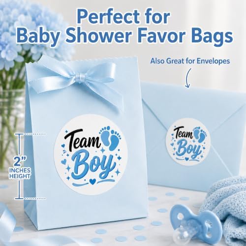 Gender Reveal Party Favors Team Girl Team Boy Baby Shower Vinyl Stickers 2" in (60 pcs) - Image 3
