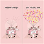 Pink Car with Balloons Wedding Guest Book Personalized DIY Fingerprint Signature Sign in Book for Wedding Gifts Party Anniversary Decorations Ready to Hang-80x120cm - Image 3