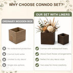 CONNOO 12 Set Wood Cube Planter Boxes, Square Vase Rustic Centerpieces - Image 6