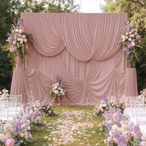 20ftx15ft Dusty Pink Backdrop Curtains for Parties, Wrinkle Free Polyester Dusty Pink Photo Backdrop Drapes 4 Panels 15 ft Long Back Drop Cloth for Wedding Birthday Photography Background Party by Htper