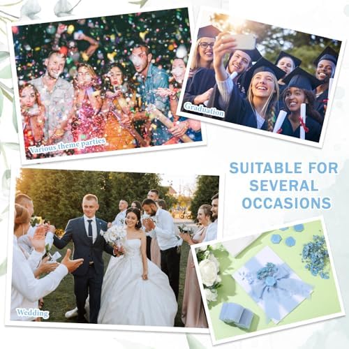 Fullhawl 100 Sets Wedding Invitations Wraps Set Pre Folded Vellum Jackets for 5 x 7 Invitations Dried Flowers Wax Seal Stickers Chiffon Silk Ribbon for Wedding Birthday Bridal Shower Craft DIY (Blue) - Image 5