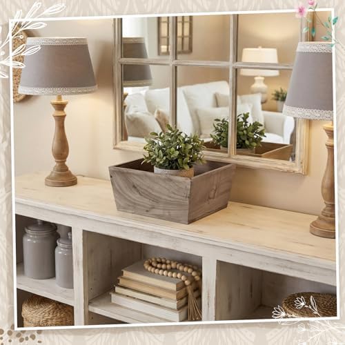 Dandat 8 Set 8 Inch Wooden Flower Box Rustic Table Centerpieces,Brown - Image 4