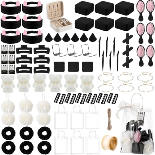 Aliceset 92 Pcs Baby Shower Prizes for Game Party Winners Baby Shower Favors Gifts Includes Hair & Beauty Accessories Jewelry Box with Gift Bag for Gender Revealed Wedding Bridal Party Favors(Black) by Aliceset