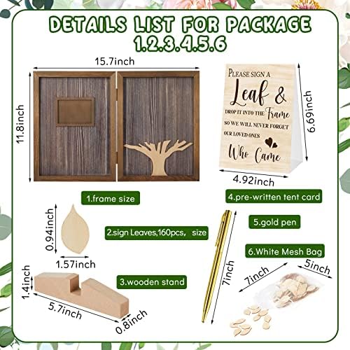 Gueevin 164 Pcs Tree of Life Wedding Guest Book, Wooden Tree Guest Book - Image 2