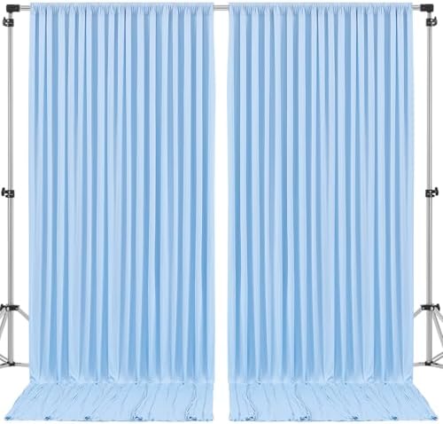 40x10ft Baby Blue Backdrop Curtain for Wedding Parties Wrinkle Free Fabric Light Blue Drapes Backdrop Decoration for Baby Shower Birthday Photography Decoration 8 Panels, 5ft x 10ft - Image 7