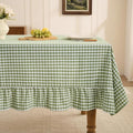 Romanstile Gingham Ruffled Tablecloth Rectangle, 60 x 84 Inch, Sage Green by Romanstile