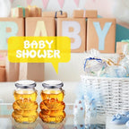 Patelai 24 Pack 4 oz Glass Bear Shaped Honey Jars with Lids Reusable Small Tilted Bear Glass Bottles Containers Dispenser for Candies, Birthday Wedding Party Favors(Classic, Silver) - Image 6