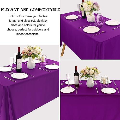 4 Pack Rectangle Tablecloth 90x132Inch Purple Rectangle Tables Washable Polyester Table Cover for Wedding Dining Table Buffet Parties Banquet Decoration（Purple） - Image 3