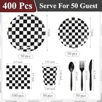 Pickmesh 400 Pcs Race Car Birthday Party Supplies Plates Napkins Serve 50 - Image 2