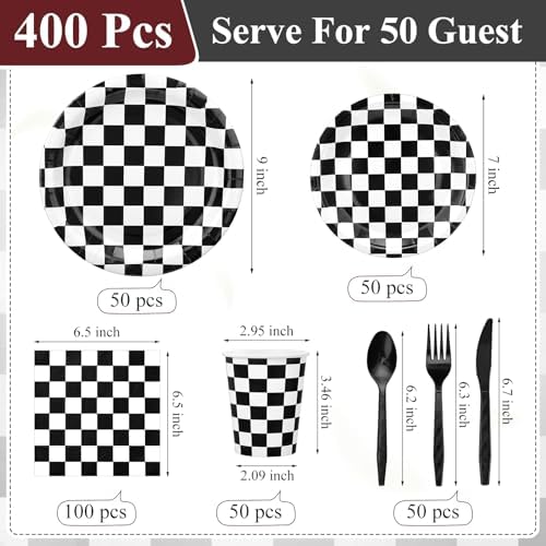 Pickmesh 400 Pcs Race Car Birthday Party Supplies Plates Napkins Serve 50 - Image 2