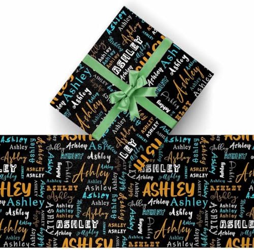 AOFUN Custom Gift Wrapping Paper Wrapping Paper Roll with Printed Name Gift Wrap Funny Personalized Wrapping Paper with Name/Text Personalized Name Heart 5 Rolls 58" x 23" - Image 2