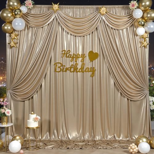 20x12FT Champagne Sequin Curtains Backdrop, Wrinkle Free Drop for Wedding - Image 2