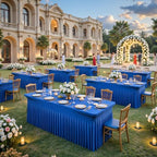 4 Pack 6ft Royal Blue Spandex Table Cloths for Rectangle Tables Wrinkle Free Rectangle Tablecloths, Stretch Fitted Table Cover with Skirt for Birthday Party Wedding Banquet Baby Shower Buffet Event - Image 4